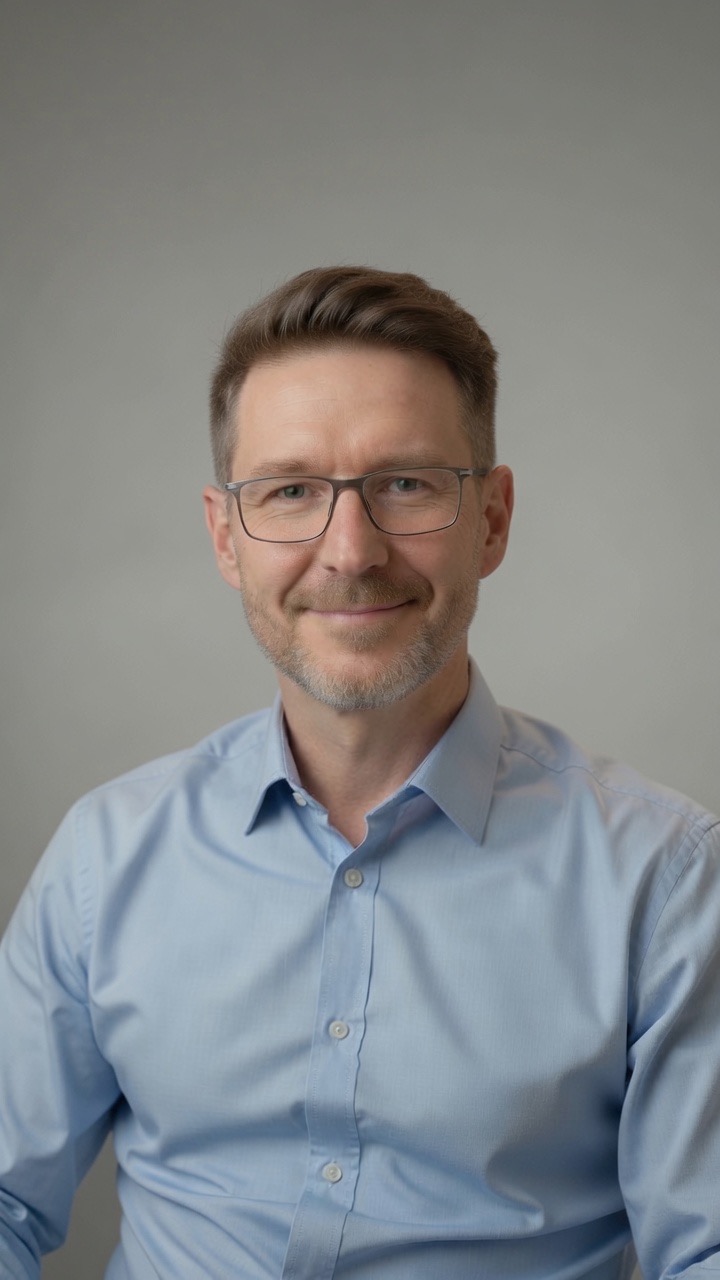 Przemysław Głowacki – psychotraumatolog, mężczyzna w okularach